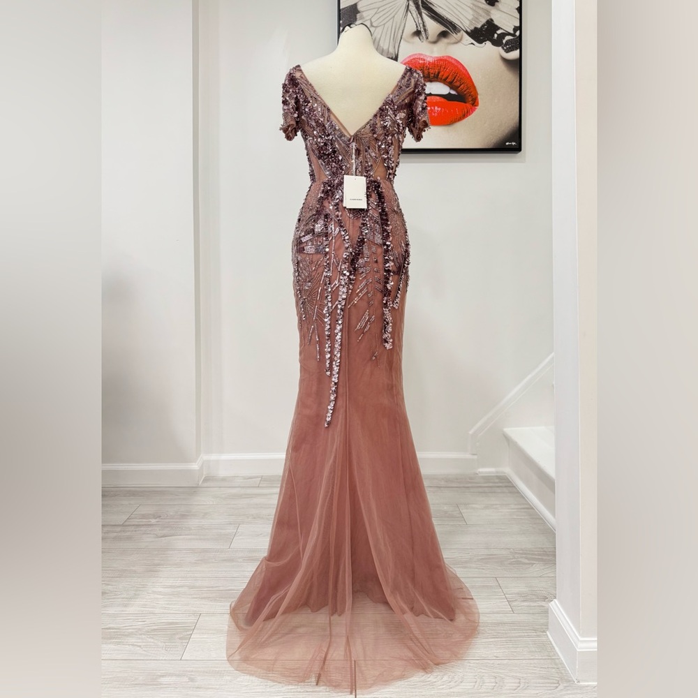 Zuhair Murad Purple Embellished Chiffon Gown Maxi Beaded and sequined Dress - Picture 8 of 15